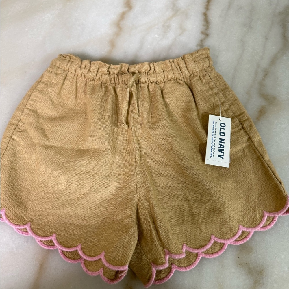 Old Navy High Waist Tan Shorts with Pink Trim